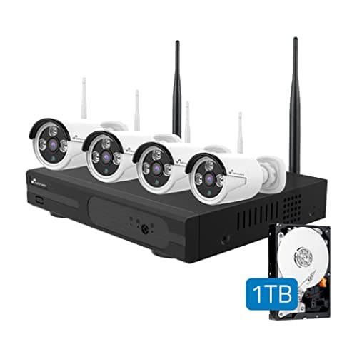 Nivian Kit de Cámaras de Vigilancia WiFi 2K con Grabador 10CH y 4 Cámaras Exterior Impermeables IP66,Visión Nocturna, Detección de Movimiento, Fácil Instalación Sin Cables, Notificaciones en App