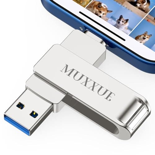 3 en 1 Pendrive iPhone 256GB, MUXXUE USB iPhone Memoria con Dispositivos iOS, Puerto USB Tipo C y Puerto USB 3.0，Metal Pendrive para iPhone, 1Pad, teléfono Android, PC, Mac