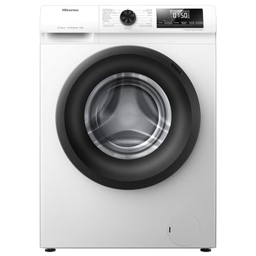 Hisense WFQP901418VM - Lavadora con Vapor, Carga Frontal 9 Kg Lavado, 1400 rpm, Sistema Antibalanceo, Puerta XL, Gran Display LED, Blanco