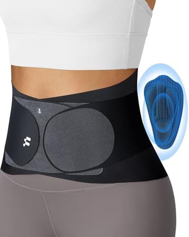Fitomo Faja Lumbar Hombre Mujer con Almohadilla de 3D y 6 Férulas, Tejido de Ultra Fino de 0,5mm, Una Sola Pieza sin Consturas, Faja Lumbar Hombre para Dolor Espalda, Ciática, Trabajo Pesado, Postura