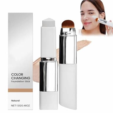 Base Maquillaje Barra Chartming Con Brocha,Crema Blanca Que Cambia De Color,Corrector Alta Cobertura,Resistente Agua Y Al Sudor,Para Un Maquillaje Natural(Natural)