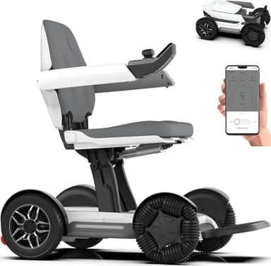 Ibuz.in Silla de ruedas eléctrica inteligente, plegable automáticamente, control remoto, inteligente, resistente, motor dual, scooter de movilidad portátil plegable