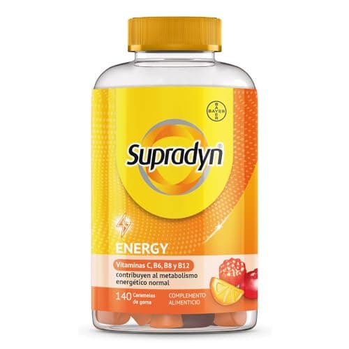 Supradyn Energy Gummies Multivitaminas con vitaminas A, C, D, E, B6, B12, biotina más coenzima Q10 - Multivitamínico para hombre y mujer - 140 caramelos de goma
