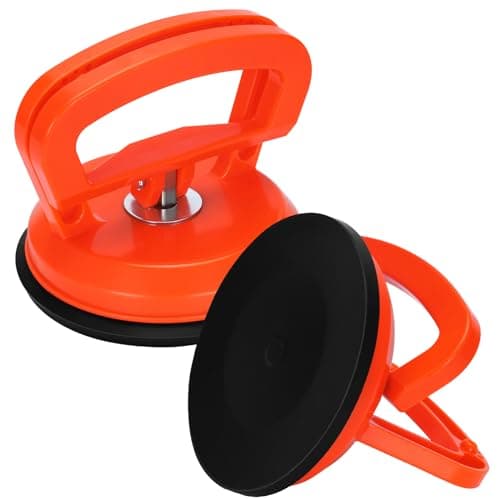 Welsberg 2 Piezas Ventosas con Capacidad de Elevación de 50kg, Elevador de Vidrio, Cristales, Azulejos y Espejos, Vacío de Potencia Elevación, diámetro 11.8 cm, naranja