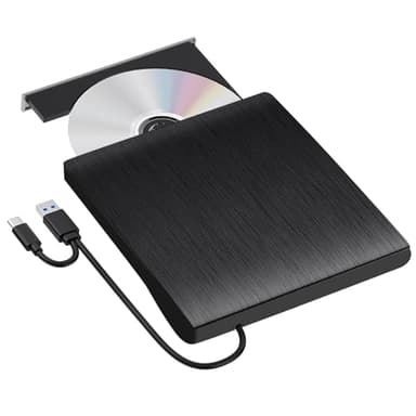 XIAOXIN Lector CD/DVD Externo, USB 3.0 y Type-C Grabadora DVD Externa,Disquetera Externa USB C CD/DVD-RW Drive, Lector DVD Externo para Portatil,PC,Laptop,Windows 11/10/8.1/XP/Linux/MacOS
