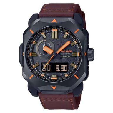 Casio Reloj Analógico-Digital para Hombre de Cuarzo japonés con Correa en Cuero PRW-6900YL-5ER