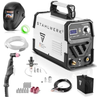 STAHLWERK CUT 50 ST IGBT equipo completo de corte por plasma con 50 Amperios, hasta 14mm de potencia de corte, adecuado para chapas pintadas y óxido flash, 7 años de garantía del fabricante