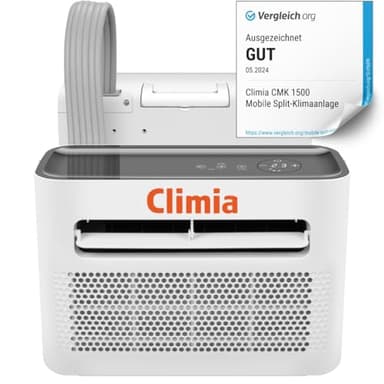 Climia Climatizador portátil CMK 1500 para caravanas de hasta 15 m², aire acondicionado dividido para autocaravana, 5000 BTU/h, aire acondicionado también apto para deshumidificación, clase energética