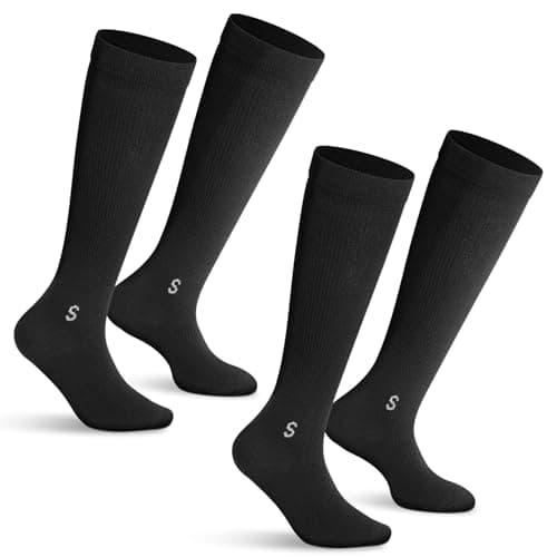 GlasFlength Calcetines de Compresion para Hombres y Mujeres, 2 Pares Medias de Compresión 23-32 mmHg Mejorar Circulación Sanguínea Medias Compresion para Correr Running Deporte Volar Viaje Varicosa