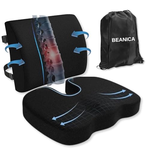 Set de 2 Cojines Ortopédicos Antiescaras de Espuma Viscoelástica – Antideslizantes, Lavables, Alivio para Dolor Lumbar y de Caderas – Uso en Silla de Oficina y de Ruedas con Bolsa de Transporte
