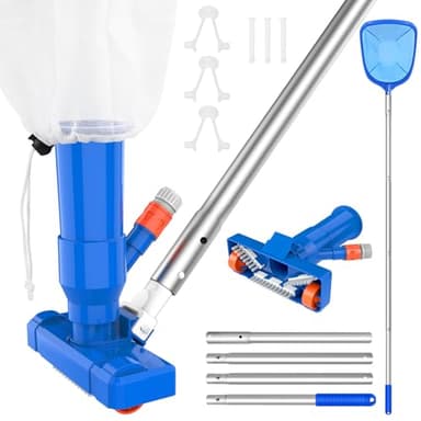 Aspirador de Piscina, Aspiradora de Fondo de Piscina con Poste de 4 Secciones 59", Skimmers para Piscinas, Aspirador de Piscina Manual Pequeña para Bañera de Hidromasaje de Fuente de SPA de Piscina