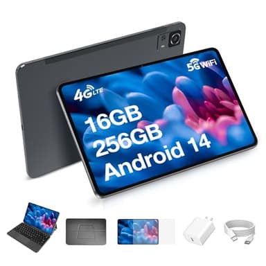 weelikeit Tableta 12 Pulgadas con Teclado, Tableta 4G LTE con Doble SIM, Tableta Android 14 FHD 2K, 16GB de RAM + 256GB de ROM, Carga rápida de 20W, Tableta para teléfono de 8000 mAh/GPS/GMS/OTG