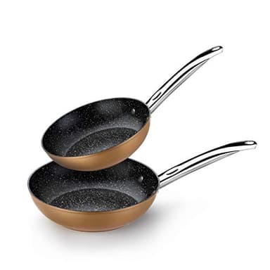 MONIX Copper Set de 2 Sartenes 20-24 cm, Efecto Cobre, Aluminio Forjado Antiadherente con Partículas de Titanio, para Todo Tipo de Cocinas Incluso Inducción