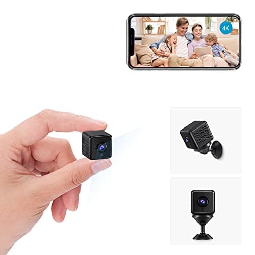AOBOCAM Camara Espia 4K HD Mini WiFi(2.4GHz) Mini Cámaras De Vigilancia para Ver En El Movil, Interior/Exterior Larga Duracion Spy CAM con Visión Nocturna Detección De Movimiento