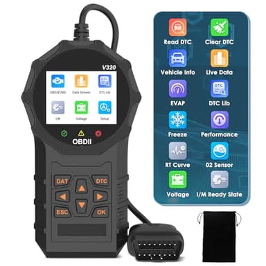 Journeyside OBD2 Diagnosis Coche, V320 OBD2 Diagnosis en Español,OBDII/EOBD Scanner Diagnosis Multimarca,Lector De Código OBD2 Escáner para Automóvil Fallo del Motor Herramienta De Diagnóstico
