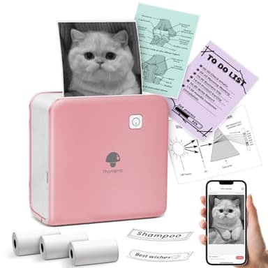 Phomemo M02 Pro Mini Impresora - 300DPI Impresora Portátil Termica Impresora Movil Pequeña Impresora Fotográfica Bluetooth, Adecuado para Notas de Estudio, Fotos, Regalos, Etiquetas - Rosa