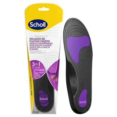 Scholl In-Balance - Plantillas ortopédicas para fascitis plantar, alivia inmediatamente el dolor: talón, espuelas, arco apoyo, distribuye la presión del pie, talla 42,5-45