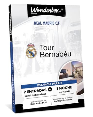 WONDERBOX connect - Caja Regalo - Real Madrid Tour Bernabéu Estancia - 2 entradas para el Stadium Tour y 1 Noche en Madrid en un Hotel a Elegir para 2 Personas
