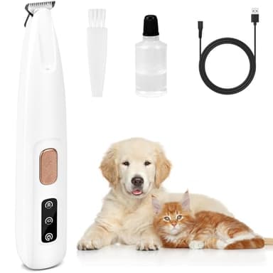Dog Trimmer Recortadora de Patas para Perro Afeitadora Eléctrica para Perros Recorte de Precisión del pelo Alrededor de la Cara de las Patas y las Caderas para Perros Gatos y Animales (Blanco)
