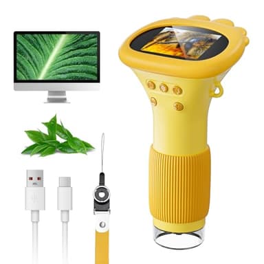 SGAINUL Microscopio Digital para Niños Con Pantalla IPS de 2.0'', Recargable 1000x, Electrónico Con 8 Luces LED - Regalo para Cumpleaños/Navidad/Año Nuevo