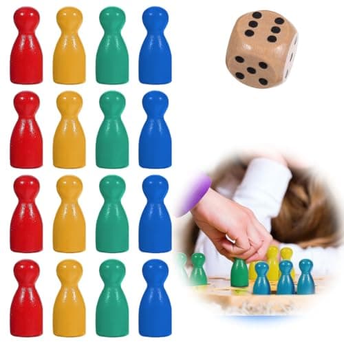 OUDQFCJ 16 PC Figuras de Juego, Figuras de Madera, Dado de Madera Figuras de Juego, Muñecos de Madera Figuras de Juego, Set de Bolos, Bolos de Madera, Bolos de Botella (Multicolor)