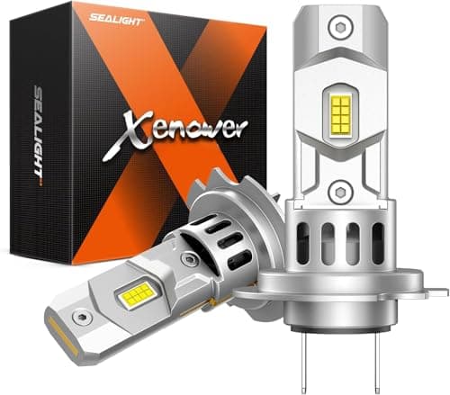 SEALIGHT Bombilla H7 LED 100W 28000LM, 7 veces superbrillante, formato mini 1:1 con ventilador de refrigeración de 12000 rpm, 700% 6500K blanco frío, Plug and Play, Pack de 2