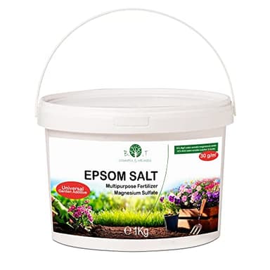 Sales de Epsom, Sulfato de Magnesio altamente soluble en agua, 100% Natural, Rico en Magnesio, Fósforo, Calcio, Hierro, Plantas Interior y Exterior, 1000 g