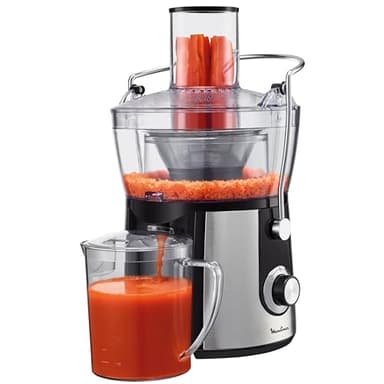 Moulinex Juice Express JU550D10 Licuadora, 800 W, 1.4 litros, Metal, 2 Velocidades, Negro/Plateado