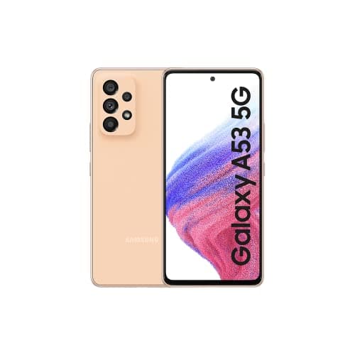 Samsung Galaxy A53 5G, Android, pantalla FHD+ Super AMOLED de 6,5", 6 GB de RAM y 128 GB de memoria interna ampliable, batería de 5000 mAh, Melocotón Awesome Versión Italiana (Reacondicionado)