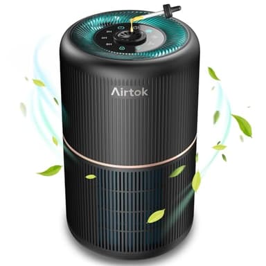 AIRTOK Purificador de aire, Purificador aire Para alergias al polen con Esponja Perfumada, Purificador de aire con filtro hepa que elimina el 99,97% del polvo,olor|3 Niveles de Velocidad|Luz de noche