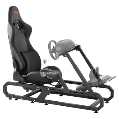 VEVOR Soporte para Volante de Carreras para Logitech G923/G920/G29, Cabina de Simulador de Conducción de Acero Resistente, y Ángulo del Pedal Ajustables 605-795 mm ± 5, Compacto, 1430 x 640 x 1270 mm