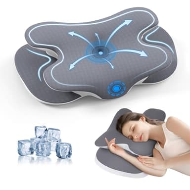 JINXIA Almohada de Espuma Viscoelástica, Almohada para el Cuello, Almohada Ortopédica Ergonómica de Soporte para el Cuello para Personas Que Duermen de Lado, Boca Arriba y Boca Abajo