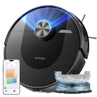 Ultenic D10 Robot Aspirador y Fregasuelos con Láser, 5000Pa + HEPA H12, Adaptación Alfombras, App/Alexa, 120 Min Autonomía