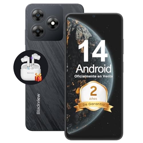 Blackview 2025 Wave 8C Smartphone Android 14 6GB+64GB/2TB, 6.56" HD+, 5000mAh, Movil 13MP+8MP/4G Dual SIM/8-Core/Face ID/OTG/GPS/Funda de Móvil/3 Años Garantía Telefonos Moviles Libres