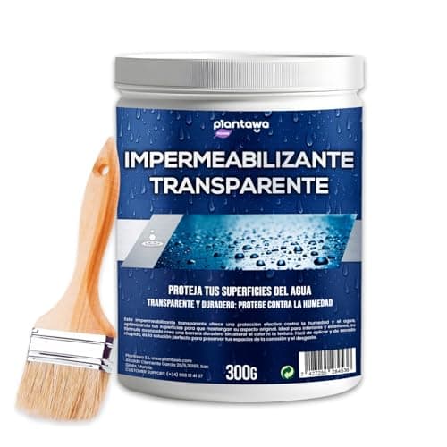 Plantawa Impermeabilizante Transparente 300g | Revestimiento impermeable definitivo, Genera Película Protectora, Resistente al Agua y Humedad, Revestimiento Impermeable para Interiores y Exteriores