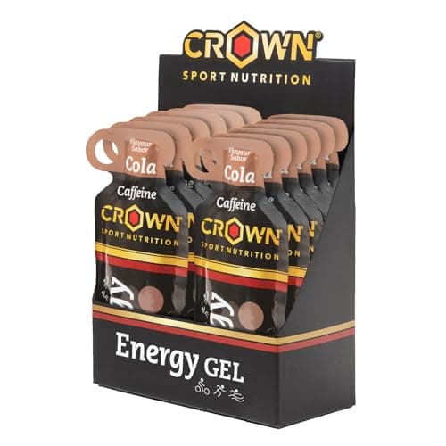 Crown Sport Nutrition Gel Energético – Cola con Cafeína - 12 unidades Carbohidratos en ratio 2:1:1 (Maltodextrina - Dextrosa - Fructosa) Ciclismo Running Deporte Entreno