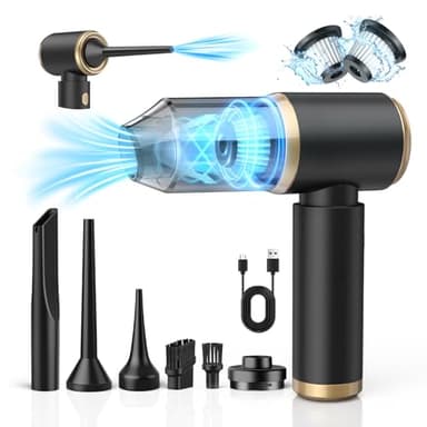 NIBSHOOM Mini Aspiradora de Mano Sin Cable, 18000Pa Aspirador de Mano Potente, 4 en 1 Aspirador Coche Potente Sin Cable, 4000mAh Recargable Aspirador Portatil Pequeño para Limpiar el Coche y la Casa