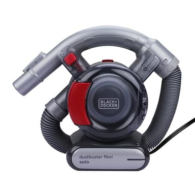 Black+Decker Aspirador de Mano para Coche 12V, Acción Ciclónica, Tubo Flexible 80cm, Adaptador para Mechero, 5m de Cable, Depósito 560ml, Incluye Accesorios, PD1200AV-XJ