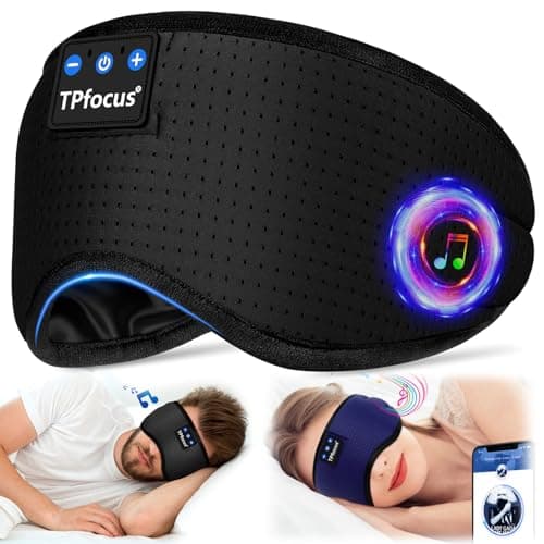 TPfocus Antifaz para Dormir Auriculares Bluetooth 5.2 diadema, Auriculares inalámbricos para Dormir para de lado,oficina, Viajes aéreos, Gadgets Tecnológicos Geniales, Regalos únicos (Negro)