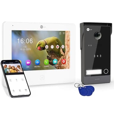 Neolight Videoportero WiFi Full HD, Monitor Táctil IPS 7", Timbre Video 2 Hilos, Grabación por Movimiento en microSD (512GB), Intercomunicador, Visión Nocturna, Desbloqueo Remoto, Notificación APP