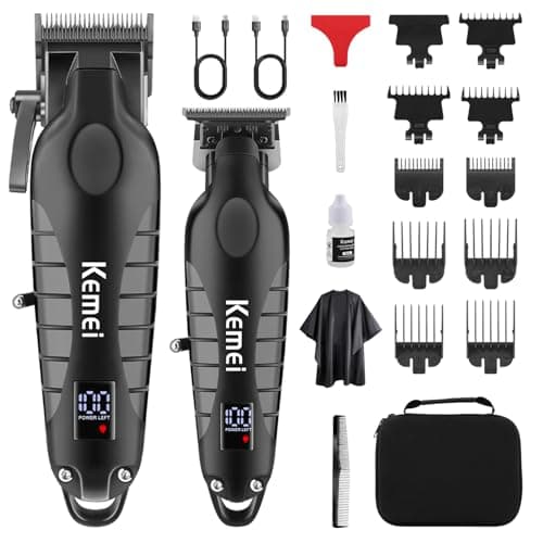 KEMEI KM-2290+2293 Juego de cortapelos y recortadores de pelo profesionales, cortadora de pelo eléctrica para hombres, recortadora de pelo inalámbrica recargable para hombres, recortadora de pelo