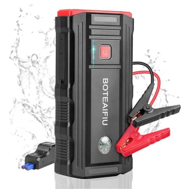 Arrancador de Coches 3000A Arrancador de Batería Portátil 8L Gasolina 6.5L Diesel 3 Modos Luz 12V Booster Jump Starter y 2 Puertos USB de Carga rápida