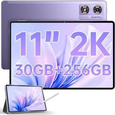 OUKITEL OT8 Tablet Android 13-8800mAh/18W Tablet con Lapiz, 30GB RAM+256GB ROM Tablets, 13MP+8MP Cámara, 4-Altavoces Tablet con Funda, GMS, Widevine L1, 5G WiFi, GPS, OTG, Dual SIM 4G - Violeta