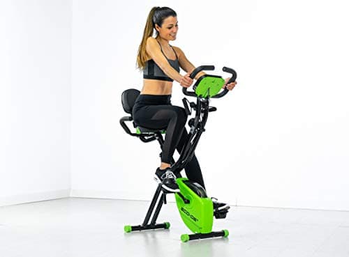 ECODE® Bicicleta Estática Plegable,X TOP Magnet Bike, Pantalla LCD Multifunción,Volante de Inercia,8 Niveles Resistencia, Sensor De Frequencia Cardiaca, Doble Manillar, Bici de Spinning (Slim PLUS)