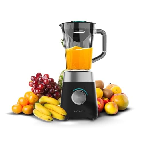 Cecotec Batidora de Vaso Power Black Titanium 1300Max B. 1300 W, 2 Velocidades, Cuchilla de 4 Hojas de Titanio Negro y Jarra de 1,5 L de Capacidad, Función Pulse Tritura y Pulveriza, Picahielo