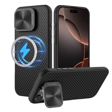NILLKIN Aramid Fibre Funda magnética para iPhone 16 Pro MAX 6.9 Pulgadas,Compatible con MagSafe,Protección de Cámaras & Soportes,Funda para iPhone 16 Pro MAX Case