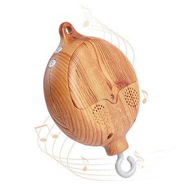 Promise Babe Baby Mobile Music Box Bed Bell,Caja de música eléctrica para bebés 35 melodías,Caja de música de campana de cama que cuelga en la cuna del bebé, 7cm*7cm de madera Imitation Wood