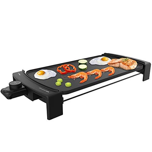 Cecotec Plancha de Asar Eléctrica Tasty&Grill 3000 Blackwater. 2600 W, Resistencia en forma de M, Termostato Regulable, Apta para lavavajillas, Libre de PFOA y PTFE, Bandeja Recogegrasas