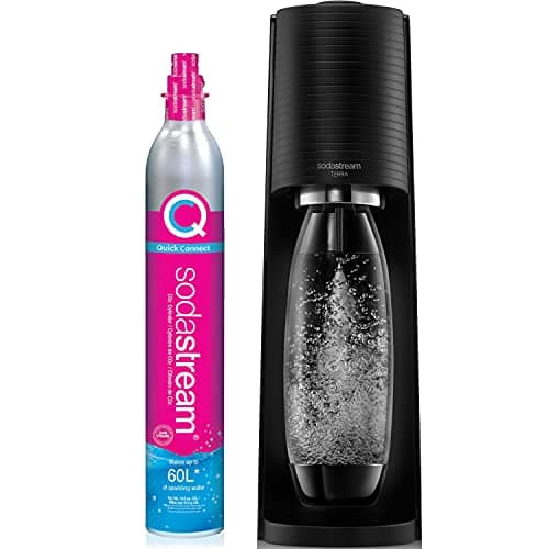 SodaStream Terra - Máquina de agua con gas (negro) con botella de CO2 y DWS