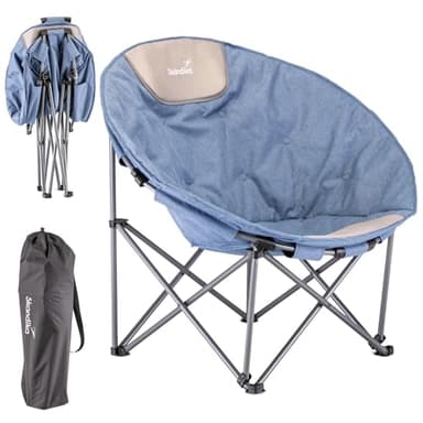 skandika Moonchair Kupari/Kupari XL | Silla de Camping Plegable, 150 kg de Peso Usuario, Acolchado Blando, Bolsa de Transporte (Azul, 83 × 51 × 81 cm)
